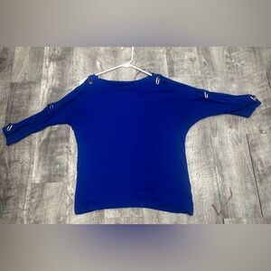 Cable & Gauge Royal Blue Blouse with Shoulder Accents